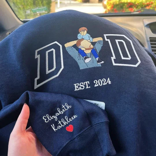 Sudadera con capucha bordada personalizada para papá con nombre del niño y fecha de nacimiento para el Día del Padre 