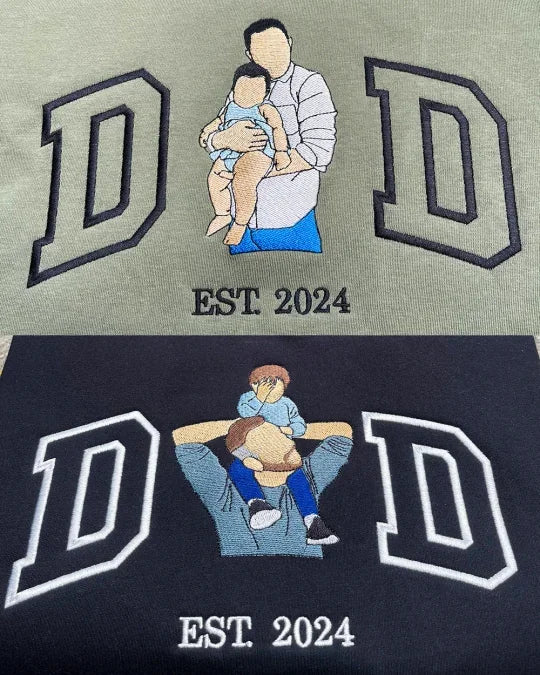 Sudadera con capucha bordada personalizada para papá con nombre del niño y fecha de nacimiento para el Día del Padre 