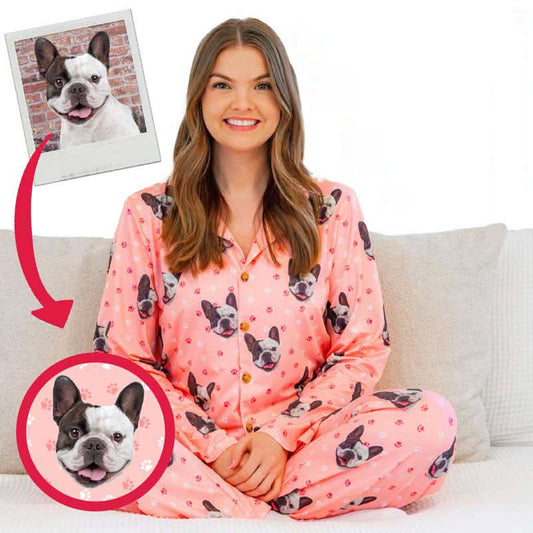Custom Pet Face Pajama Pants & Long Sleeve Pajamas