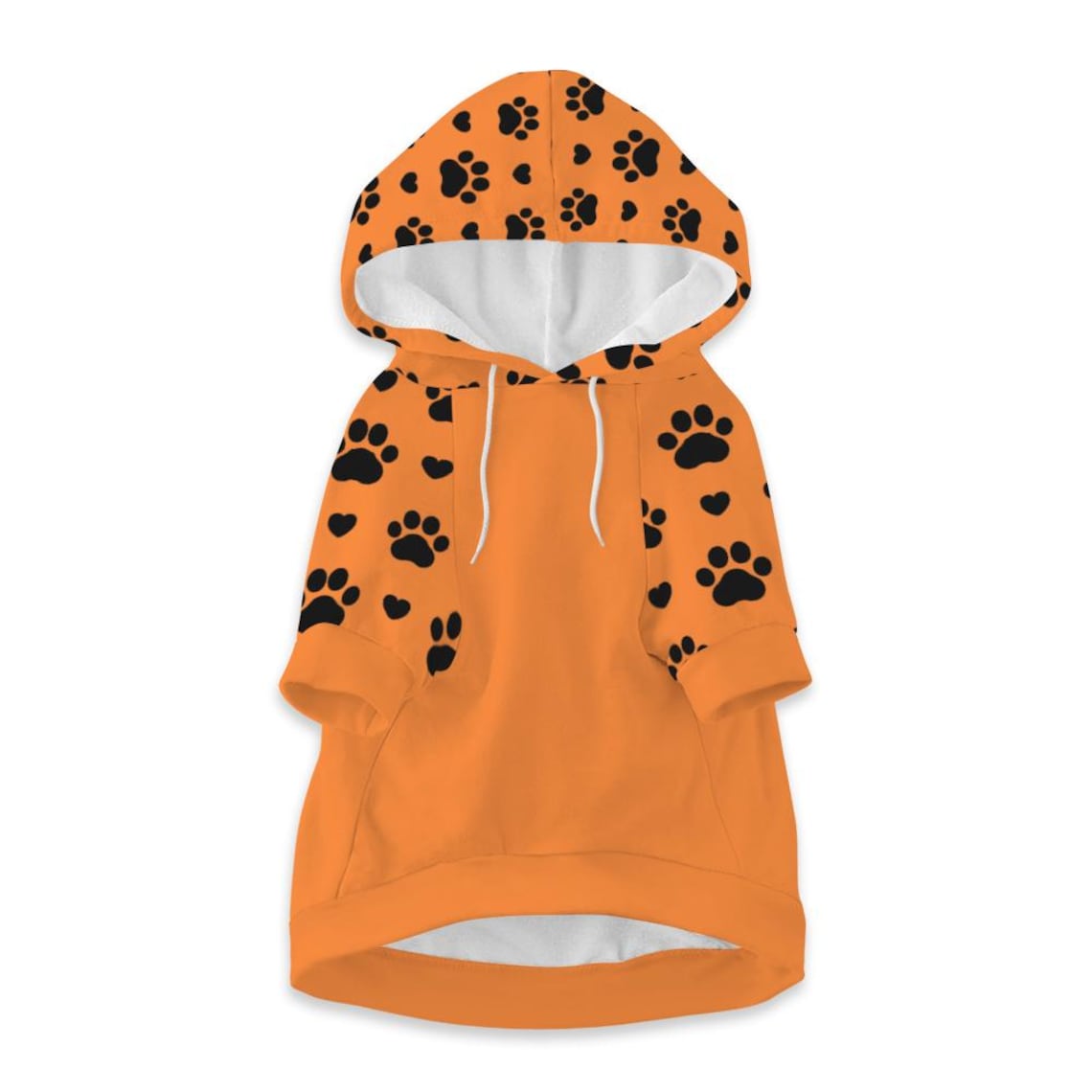 Personalized Halloween Dog Hoodie – Custom Pet Name, Ghost & Pumpkin Design, Cute Fall Costume with Paw Print