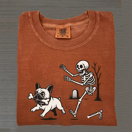 Sweat à capuche Halloween motif tête de mort bouledogue français, cadeau unique pour les amoureux des animaux
