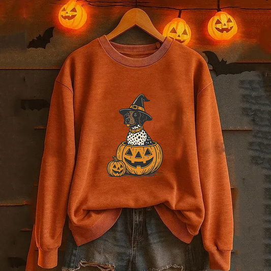 Sweat-shirt d'Halloween à motif de Braque à poil court, sweat à capuche de saison effrayante, cadeau unique pour les amoureux des animaux