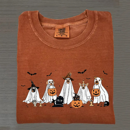 Sweat-shirt d'Halloween avec des chiens fantômes mignons, sweat à capuche de saison effrayante, cadeau d'Halloween pour les amoureux des animaux