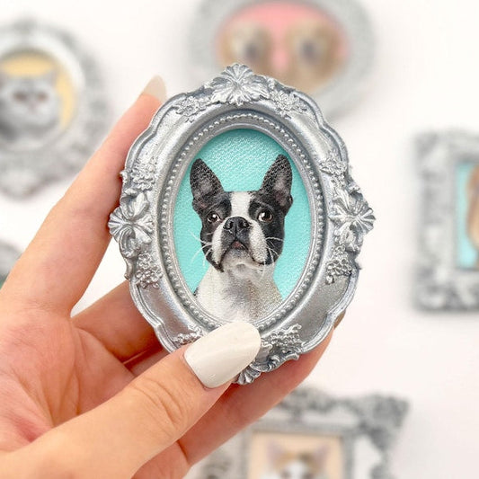 Aimant portrait d'animal peint à la main – Art personnalisé pour chien ou chat, style vintage, cadeau pour les amoureux des animaux
