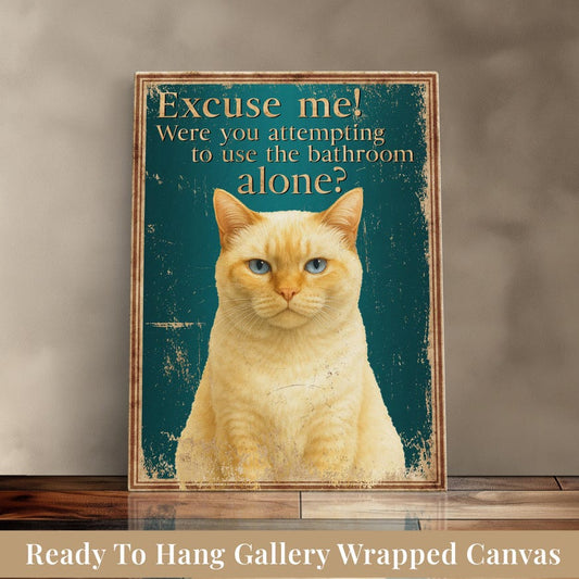 Personalized Funny Cat Lover Gift For Cat Mom Pet Portrait Cat Bathroom Humor Funny Wall Art Funny Gift Bathroom Decor Gift For Pet Owner