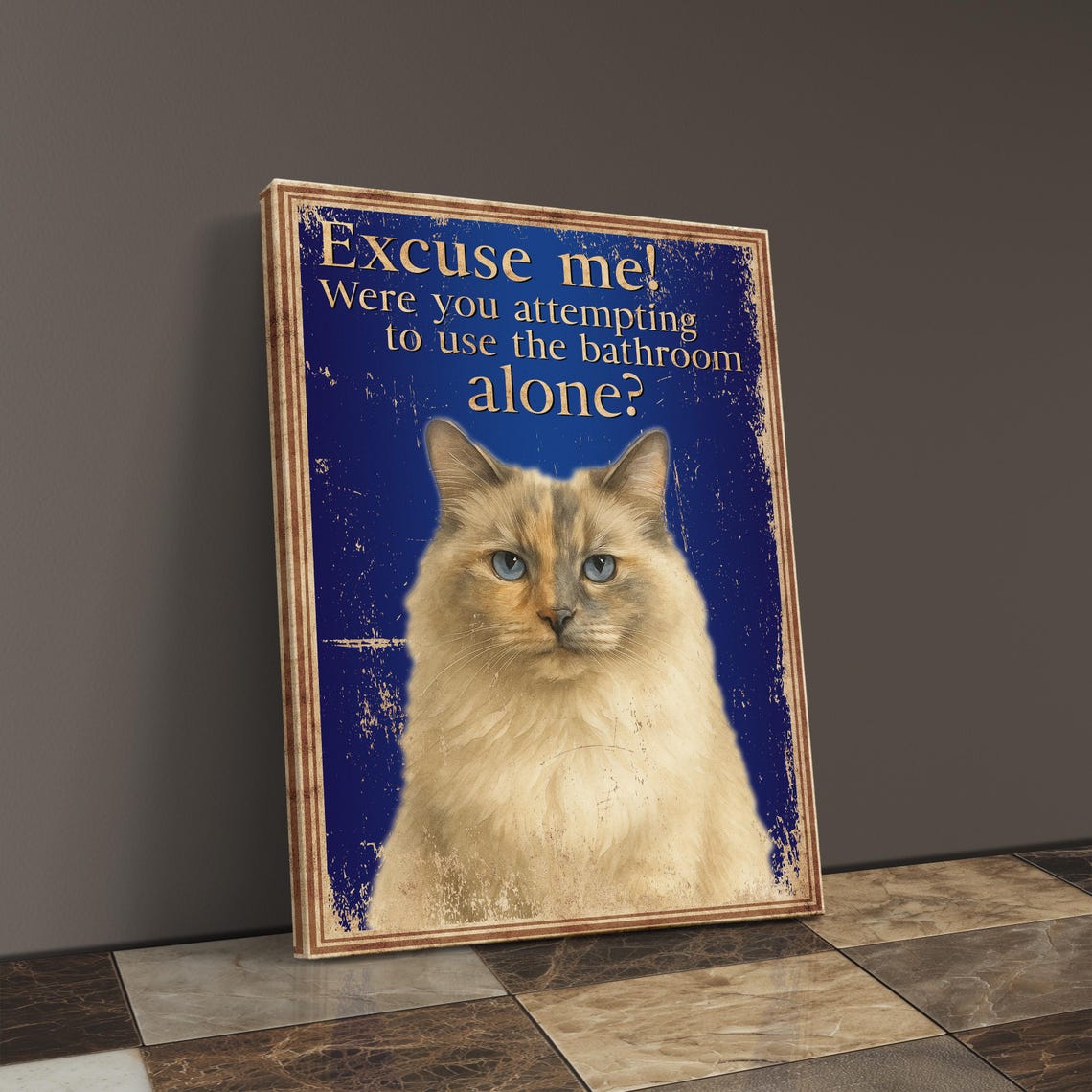 Custom Funny Dog Bathroom Sign Personalized Pet Portrait Gift for Dog Lovers