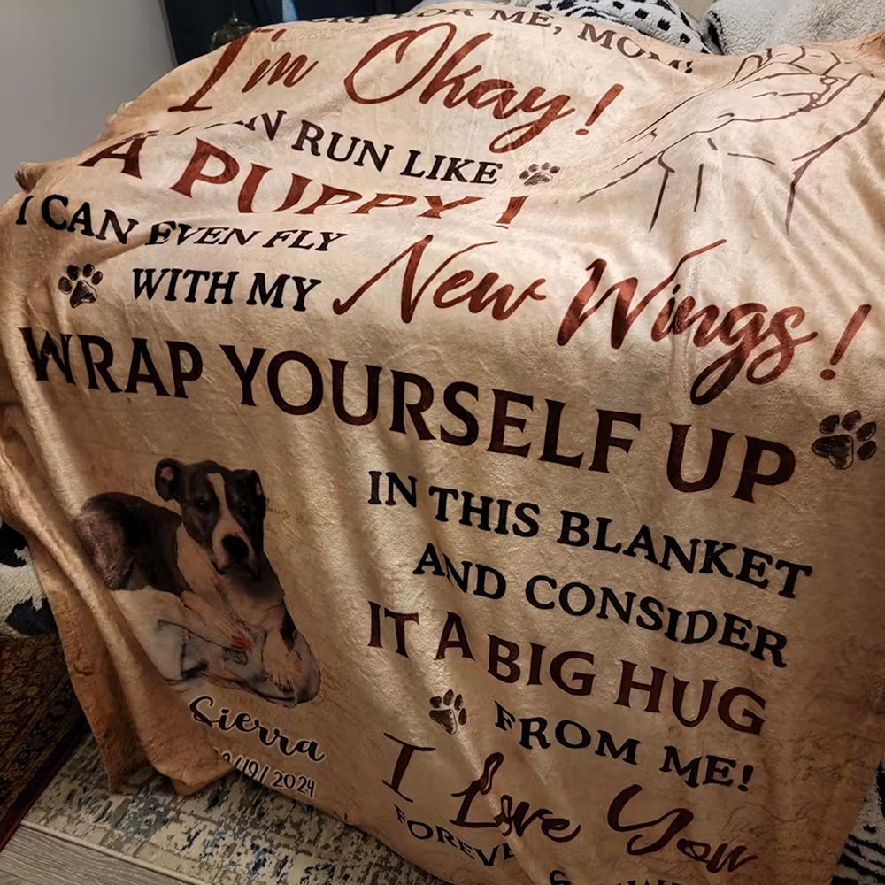 Personalized Dog Memorial Photo Blanket Sympathy Gift For Pet Lovers