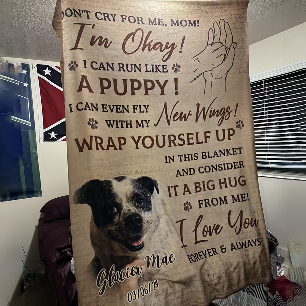 Personalized Dog Memorial Photo Blanket Sympathy Gift For Pet Lovers