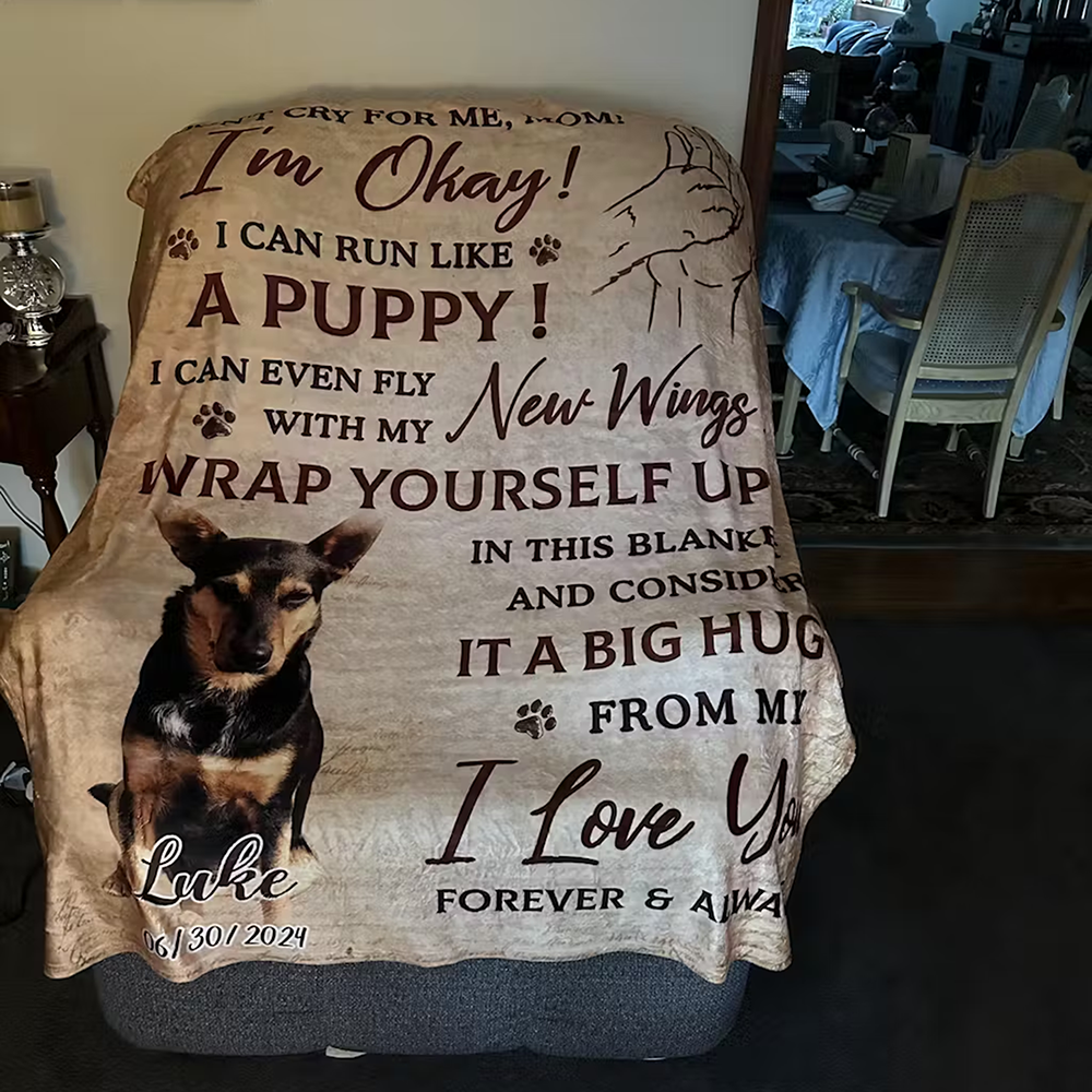 Personalized Dog Memorial Photo Blanket Sympathy Gift For Pet Lovers