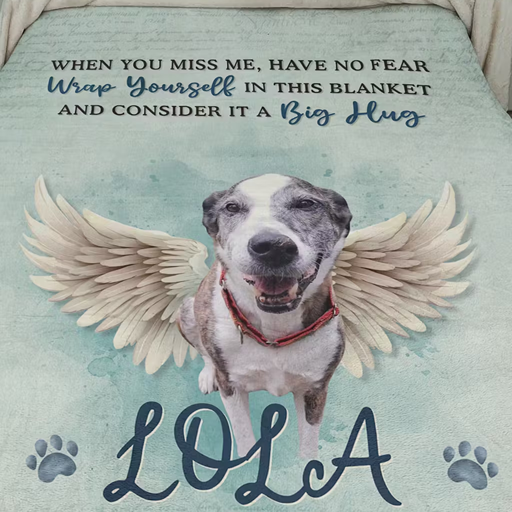 Personalisierte Hunde-Gedenkdecke mit Foto, Beileidsgeschenk für Tierliebhaber, Weihnachtsgeschenk für Hundeliebhaber
