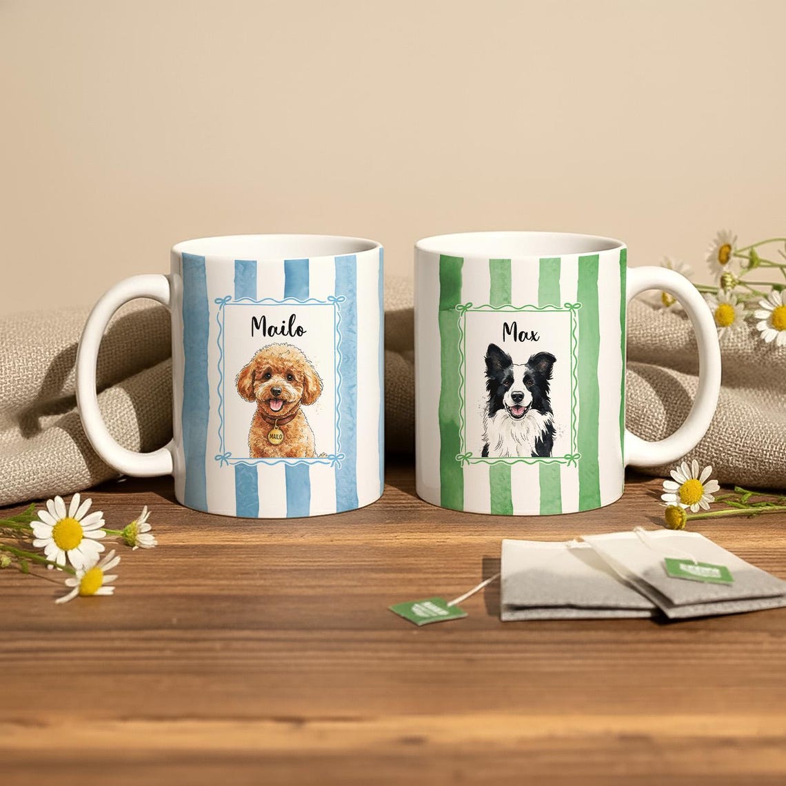 Personalisierte Haustier-Fototasse mit Hundegesicht und Namen, Geschenk für Hundeliebhaber