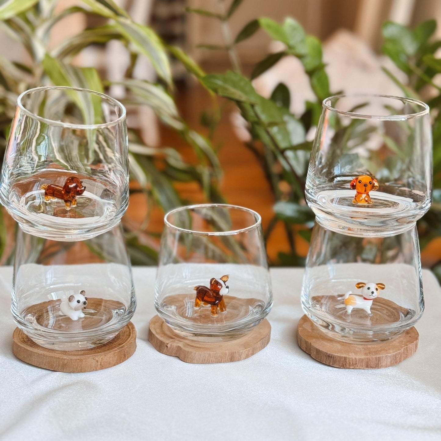 Handmade Cat Figurine Glass Cup 3D Cat Wine Glass Cat Lover Gift