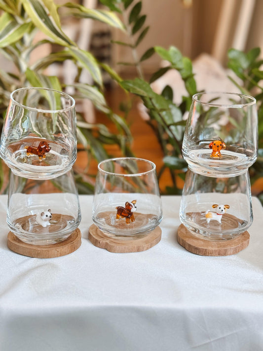 Handmade Dog Figurine Glass Cup 3D Dog Wine Glass Dog Lover Gift