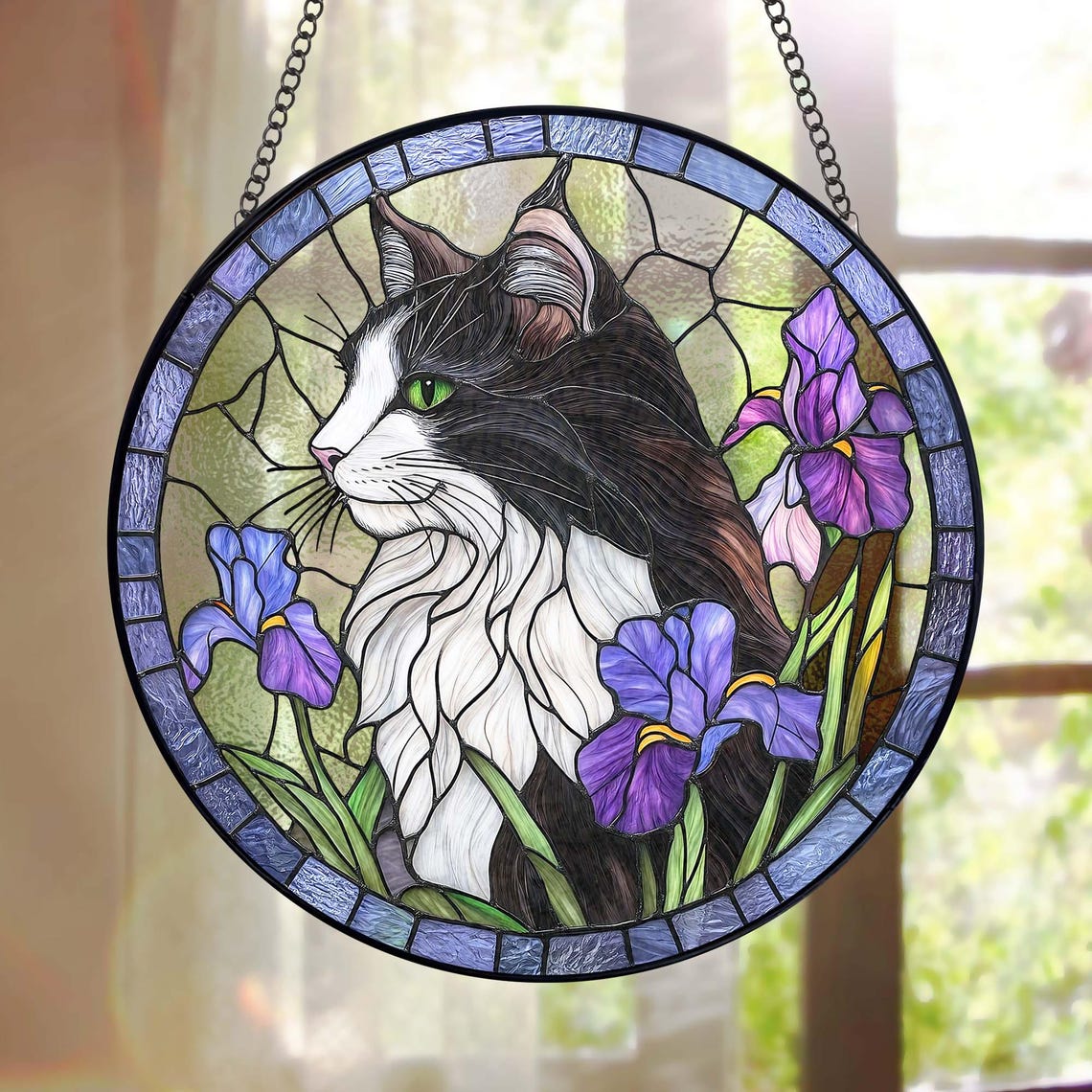 Portrait d'animal personnalisé en vitrail, attrape-soleil, souvenir pour animaux de compagnie, cadeau commémoratif pour amoureux des chiens et des chats