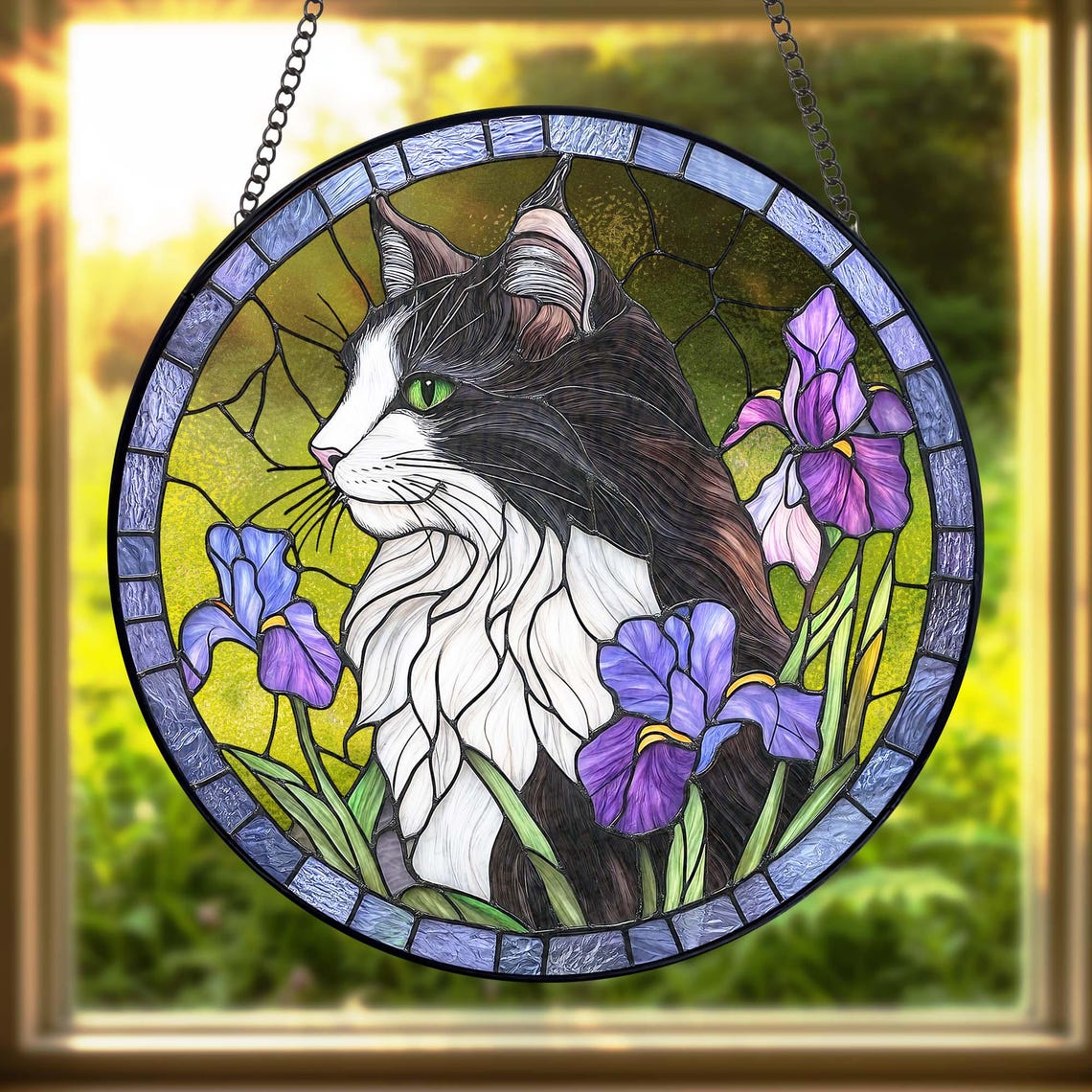 Portrait d'animal personnalisé en vitrail, attrape-soleil, souvenir pour animaux de compagnie, cadeau commémoratif pour amoureux des chiens et des chats