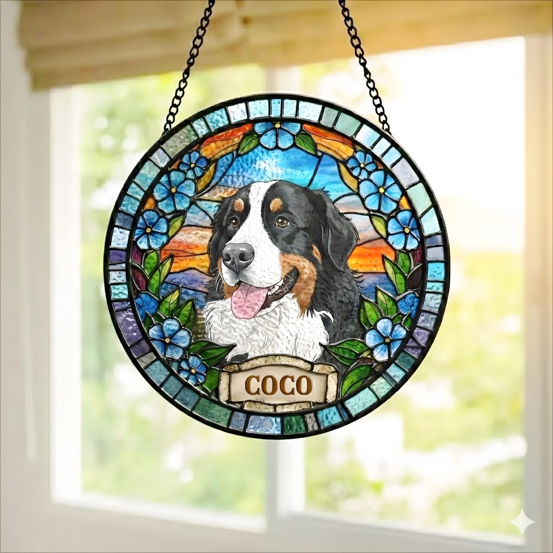 Portrait d'animal personnalisé en vitrail, attrape-soleil, souvenir pour animaux de compagnie, cadeau commémoratif pour amoureux des chiens et des chats