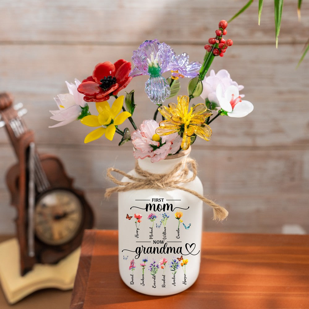 Fleur en verre personnalisée pour le mois de naissance, cadeaux uniques pour maman, grand-mère, fête des mères, idées cadeaux de Noël