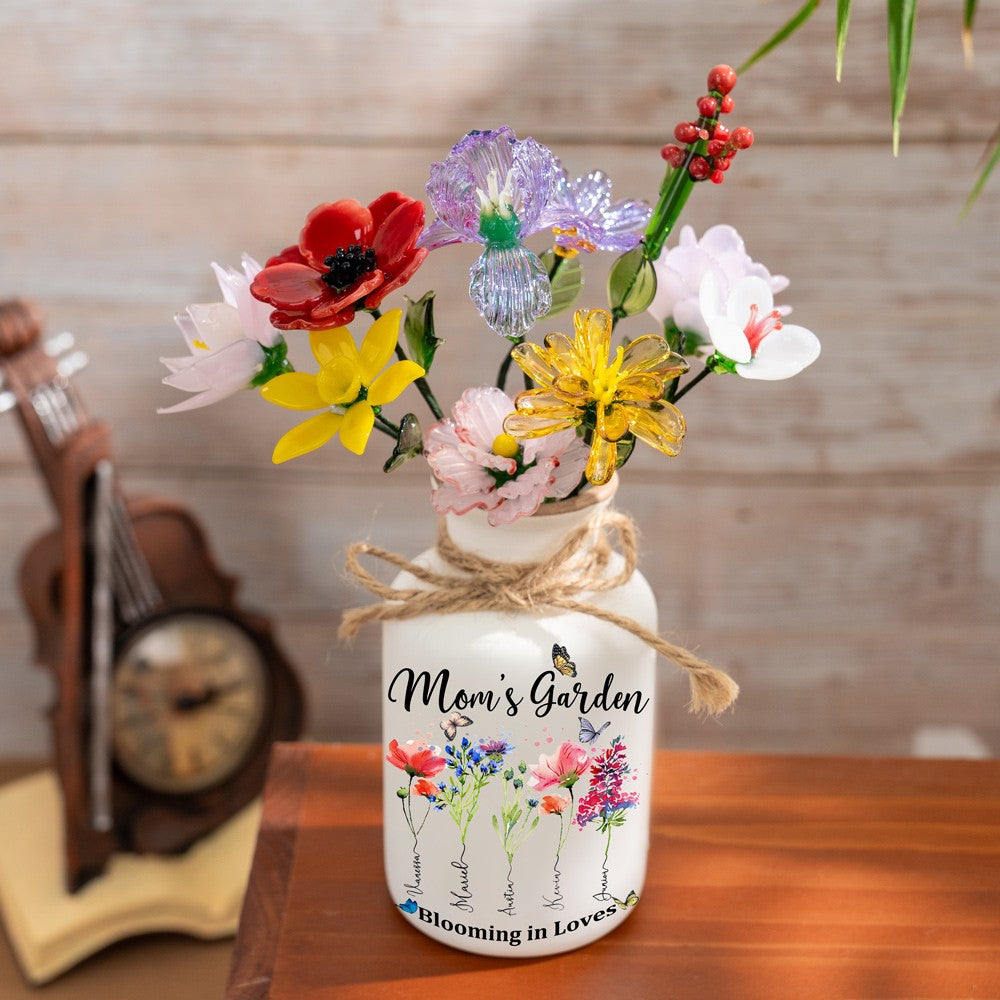 Fleur en verre personnalisée pour le mois de naissance, cadeaux uniques pour maman, grand-mère, fête des mères, idées cadeaux de Noël