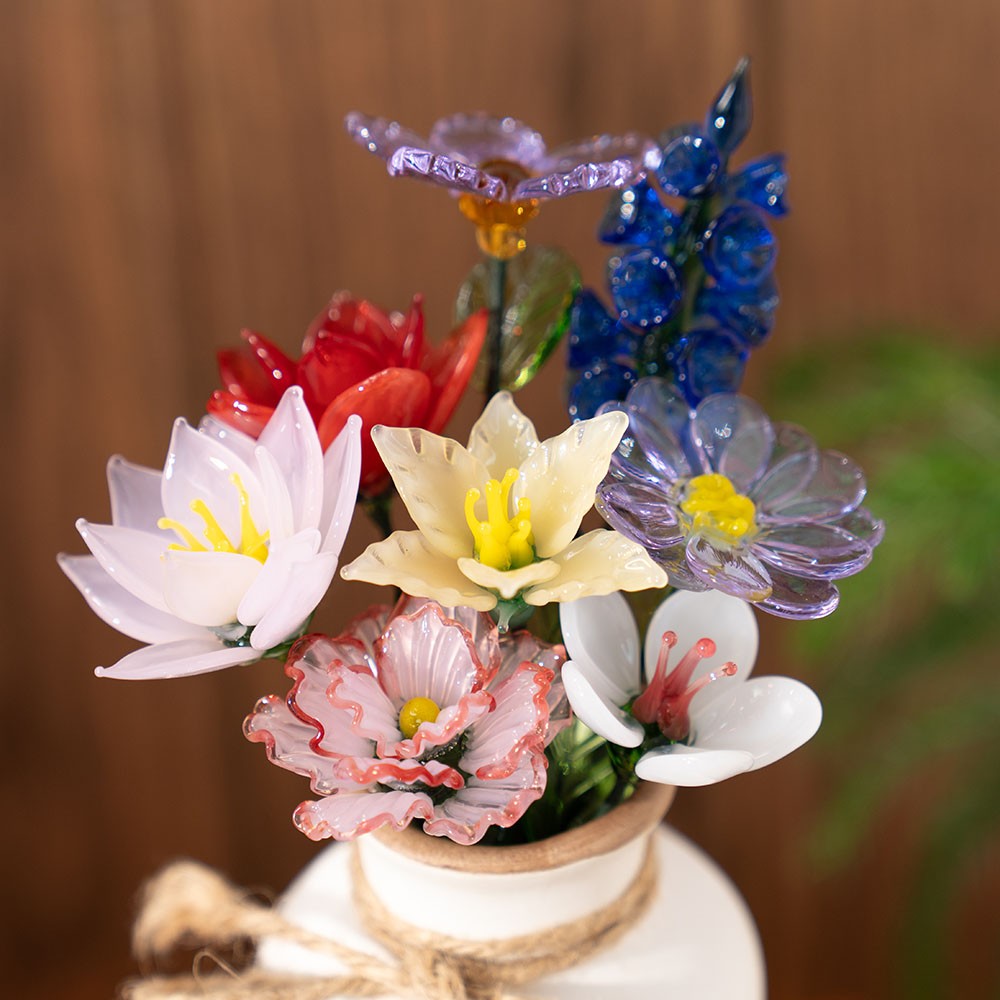 Fleur en verre personnalisée pour le mois de naissance, cadeaux uniques pour maman, grand-mère, fête des mères, idées cadeaux de Noël