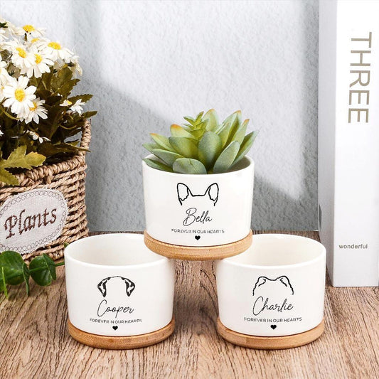 Personalized Dog Memorial Gift Planter Custom Pet Ears with Name Pet Memorial Gift Plant Pot Gift For Dog Cat Lovers