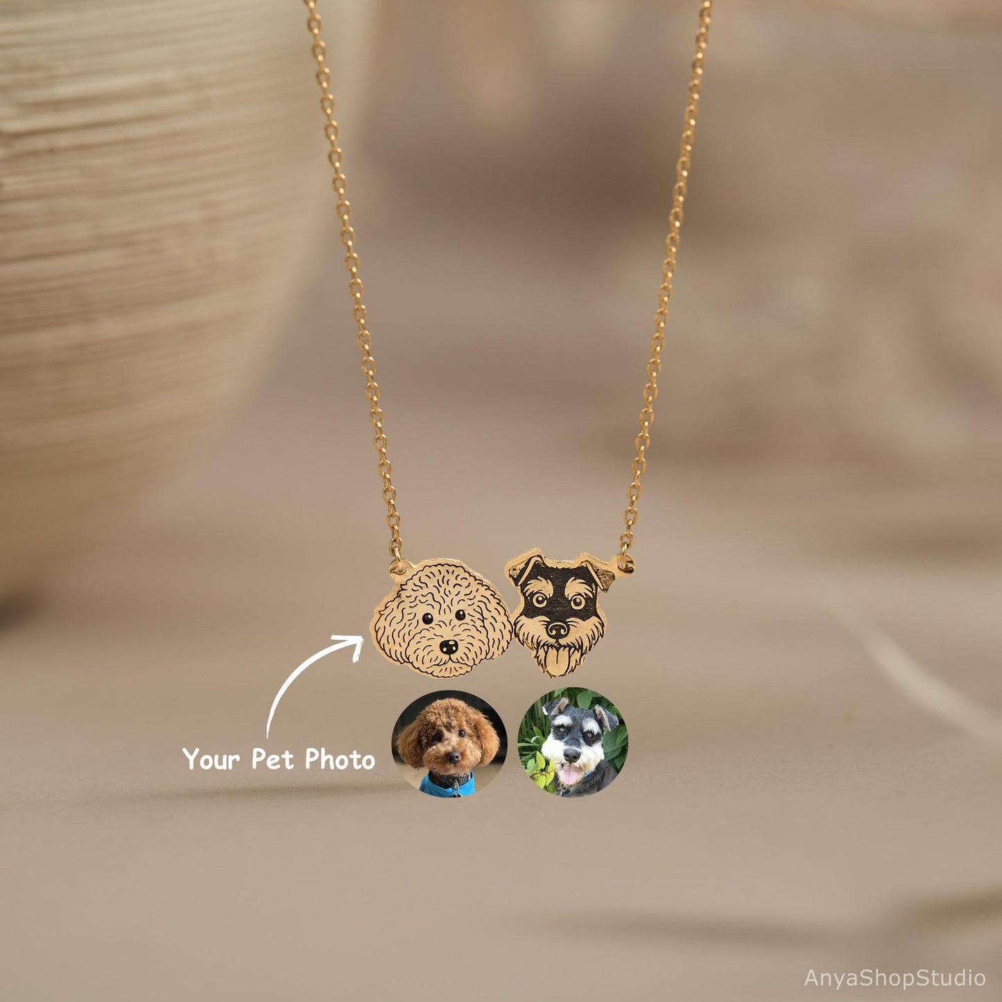 Custom Pet Portrait Necklace, Pet Memorial Jewelry, Pet Name Necklace Engraved Necklace, Dog & Cat Necklace, Women Necklace, Gift for Her