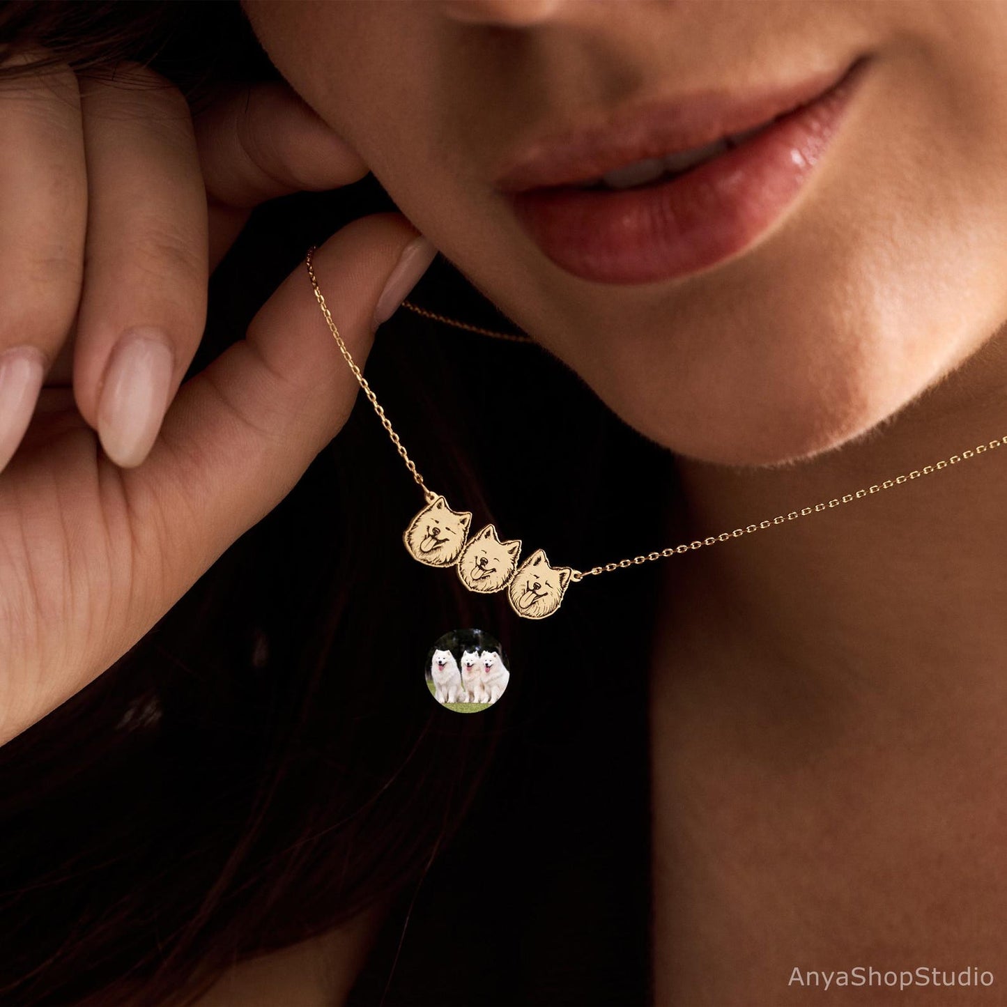 Custom Pet Portrait Necklace, Pet Memorial Jewelry, Pet Name Necklace Engraved Necklace, Dog & Cat Necklace, Women Necklace, Gift for Her