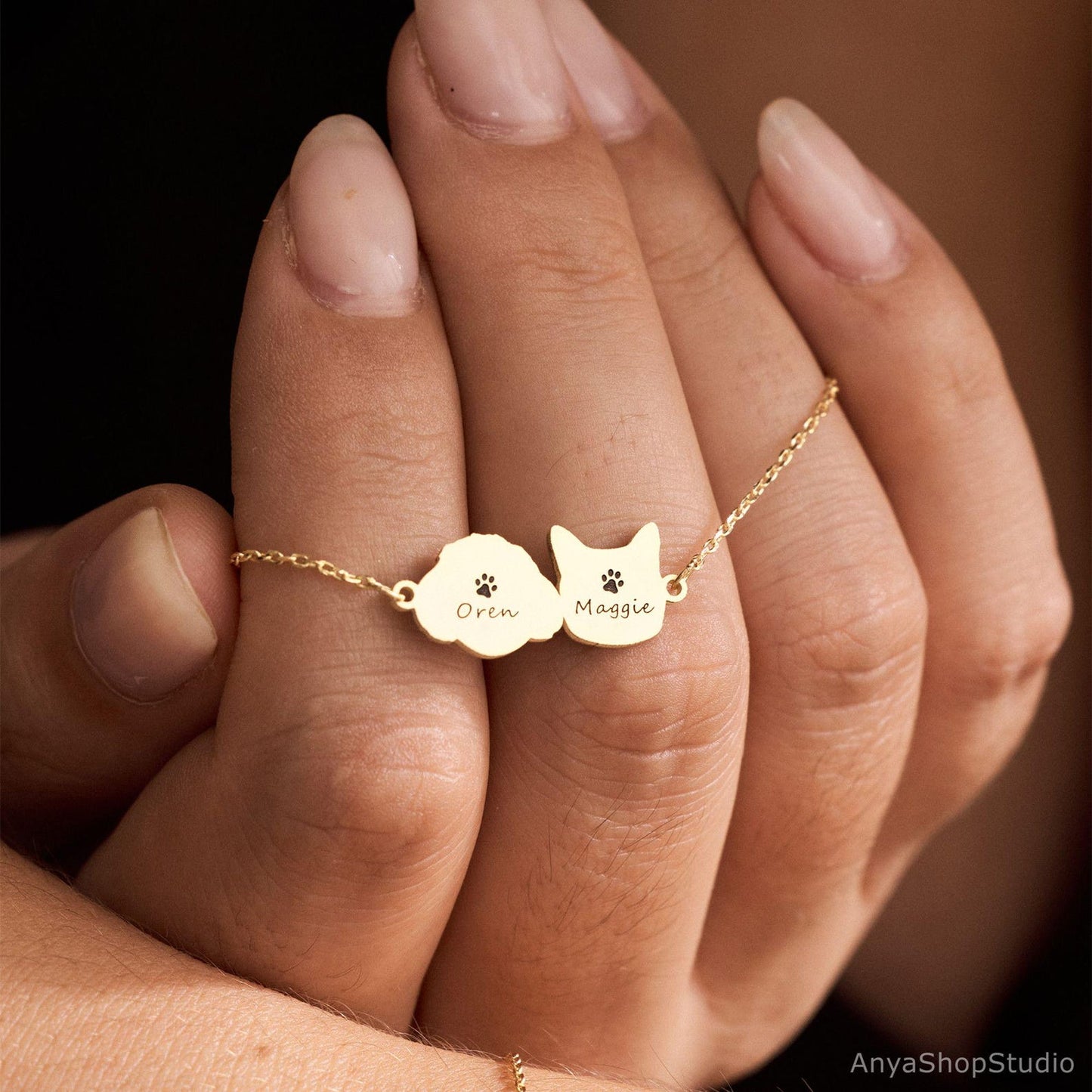 Custom Pet Portrait Necklace, Pet Memorial Jewelry, Pet Name Necklace Engraved Necklace, Dog & Cat Necklace, Women Necklace, Gift for Her