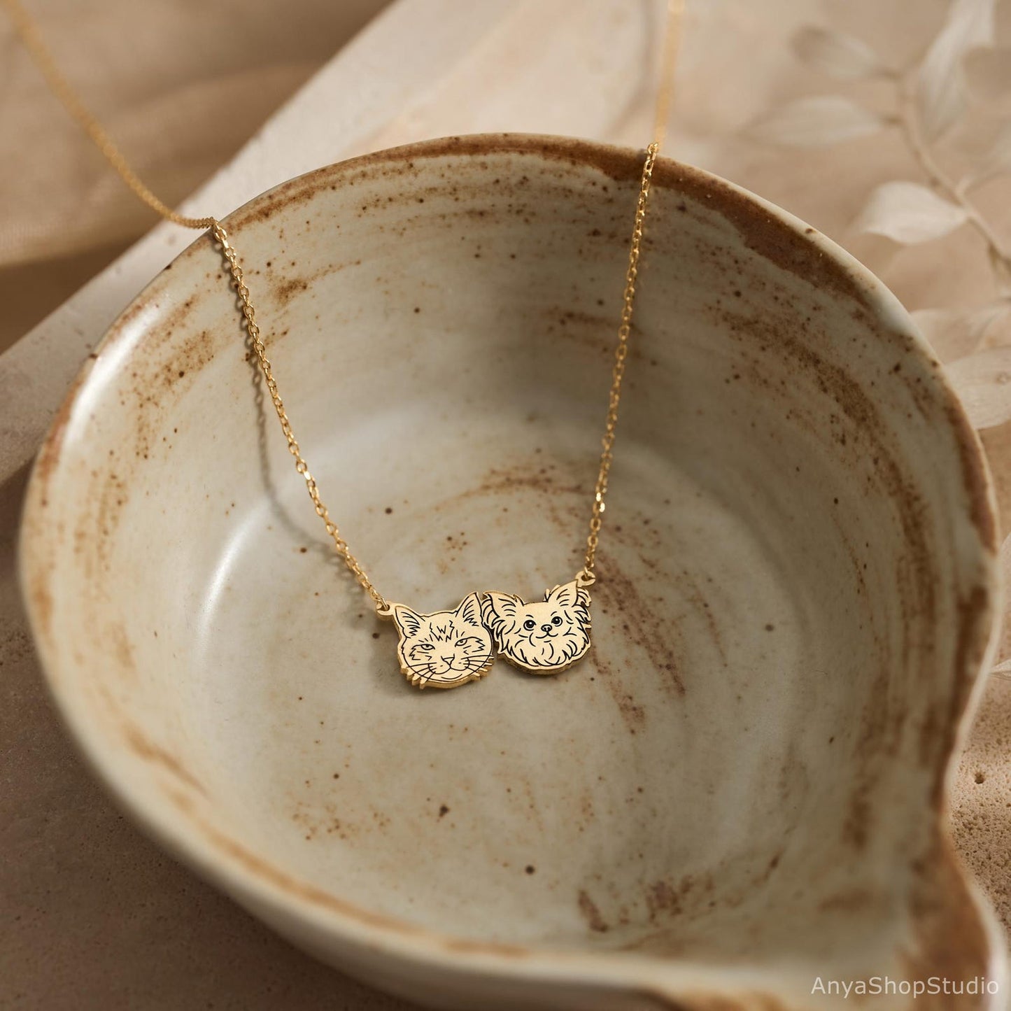 Custom Pet Portrait Necklace, Pet Memorial Jewelry, Pet Name Necklace Engraved Necklace, Dog & Cat Necklace, Women Necklace, Gift for Her