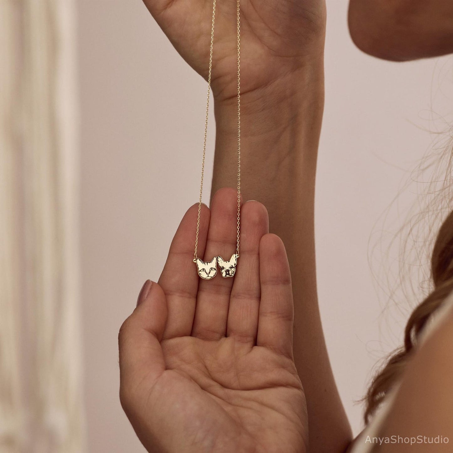 Custom Pet Portrait Necklace, Pet Memorial Jewelry, Pet Name Necklace Engraved Necklace, Dog & Cat Necklace, Women Necklace, Gift for Her