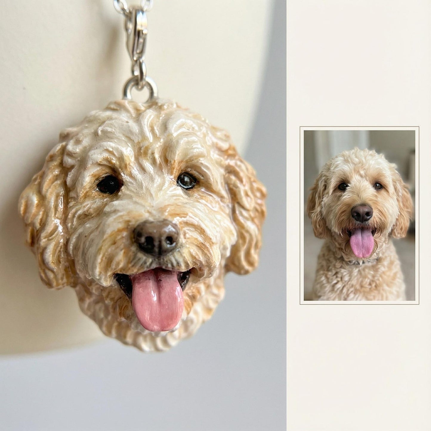 Custom 3D pet sculptures necklace with handmade ceramic pet pendant Pet keepsake Gift