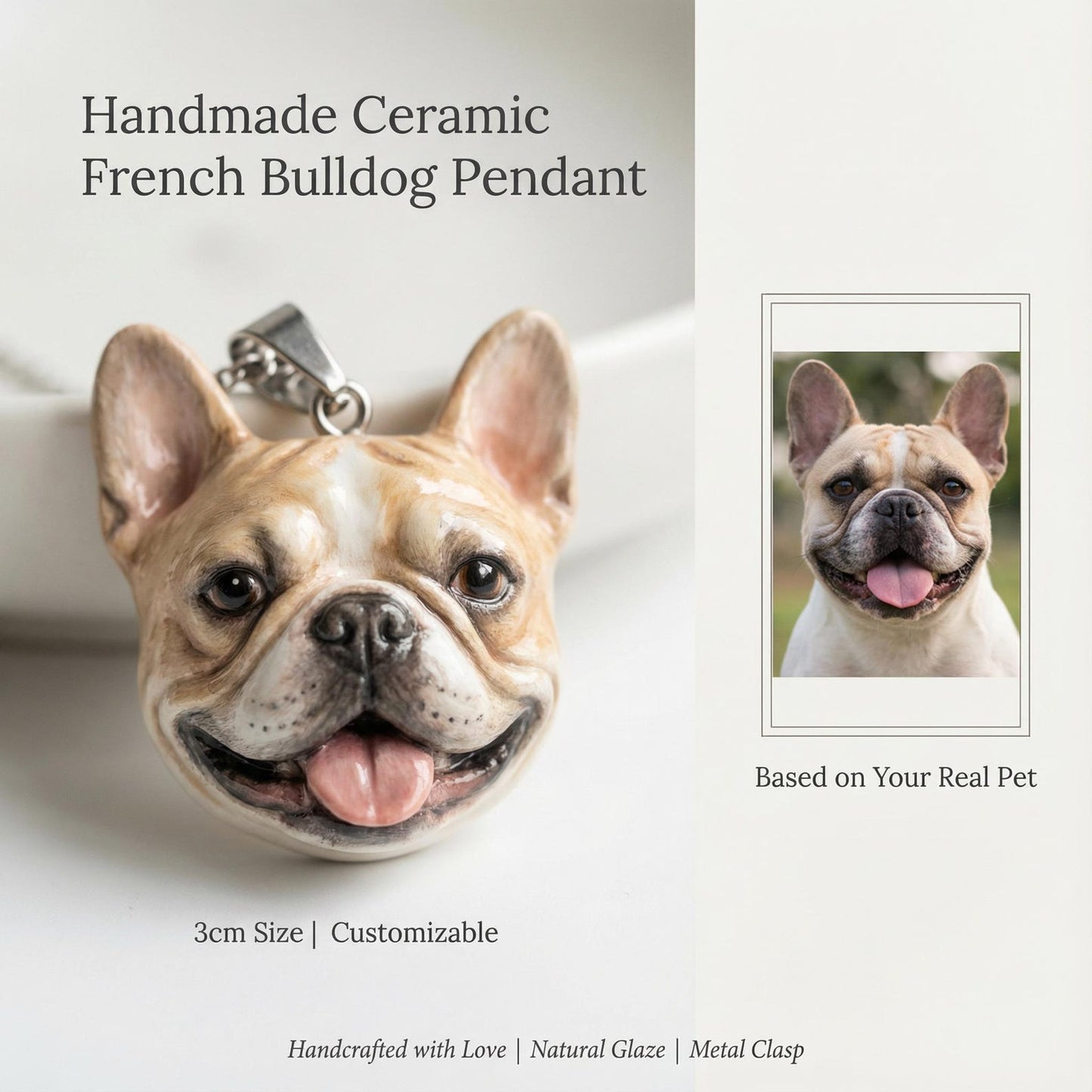 Custom 3D pet sculptures necklace with handmade ceramic pet pendant Pet keepsake Gift