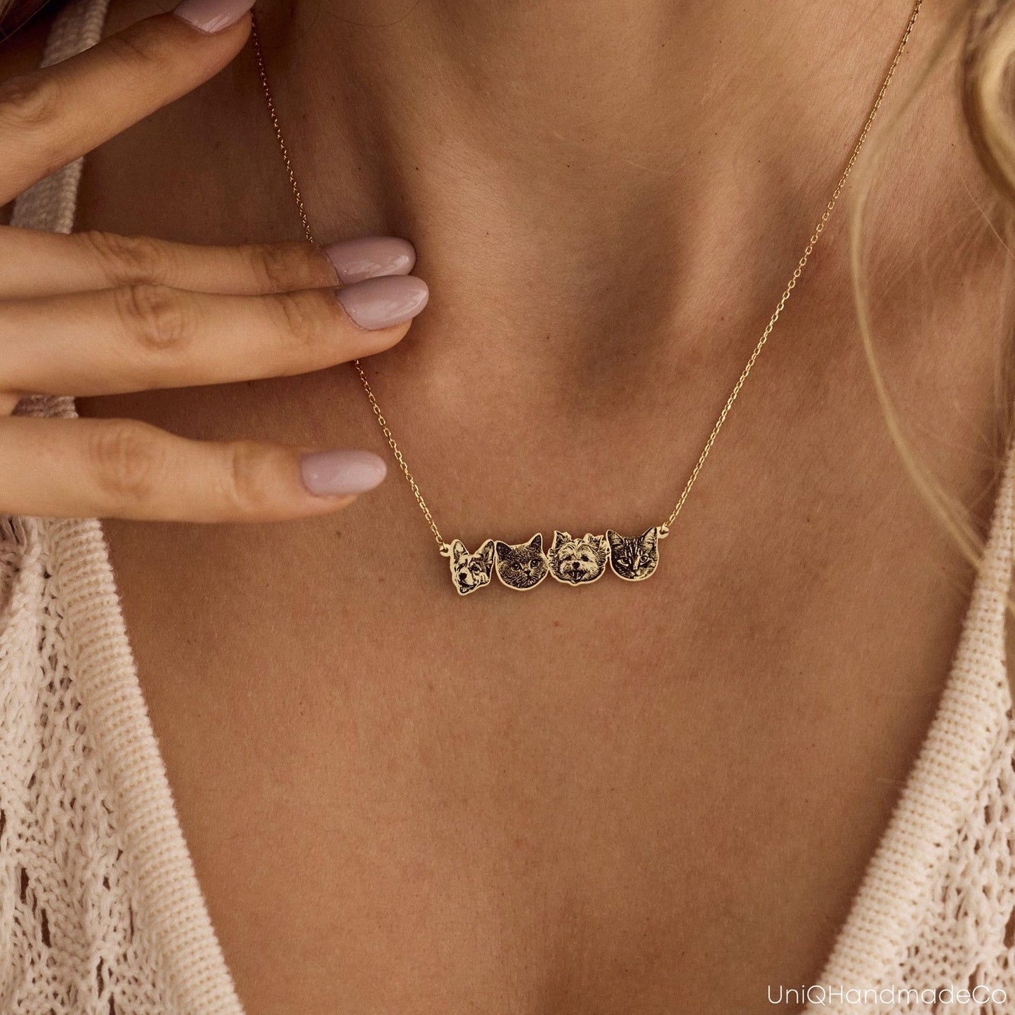 Personalized Pet Portrait Necklace, Custom Pet Name Necklace, Dog Photo Necklace, Dog Cat Memorial Gift, Pet Loss Gift, Mothers Day Gift