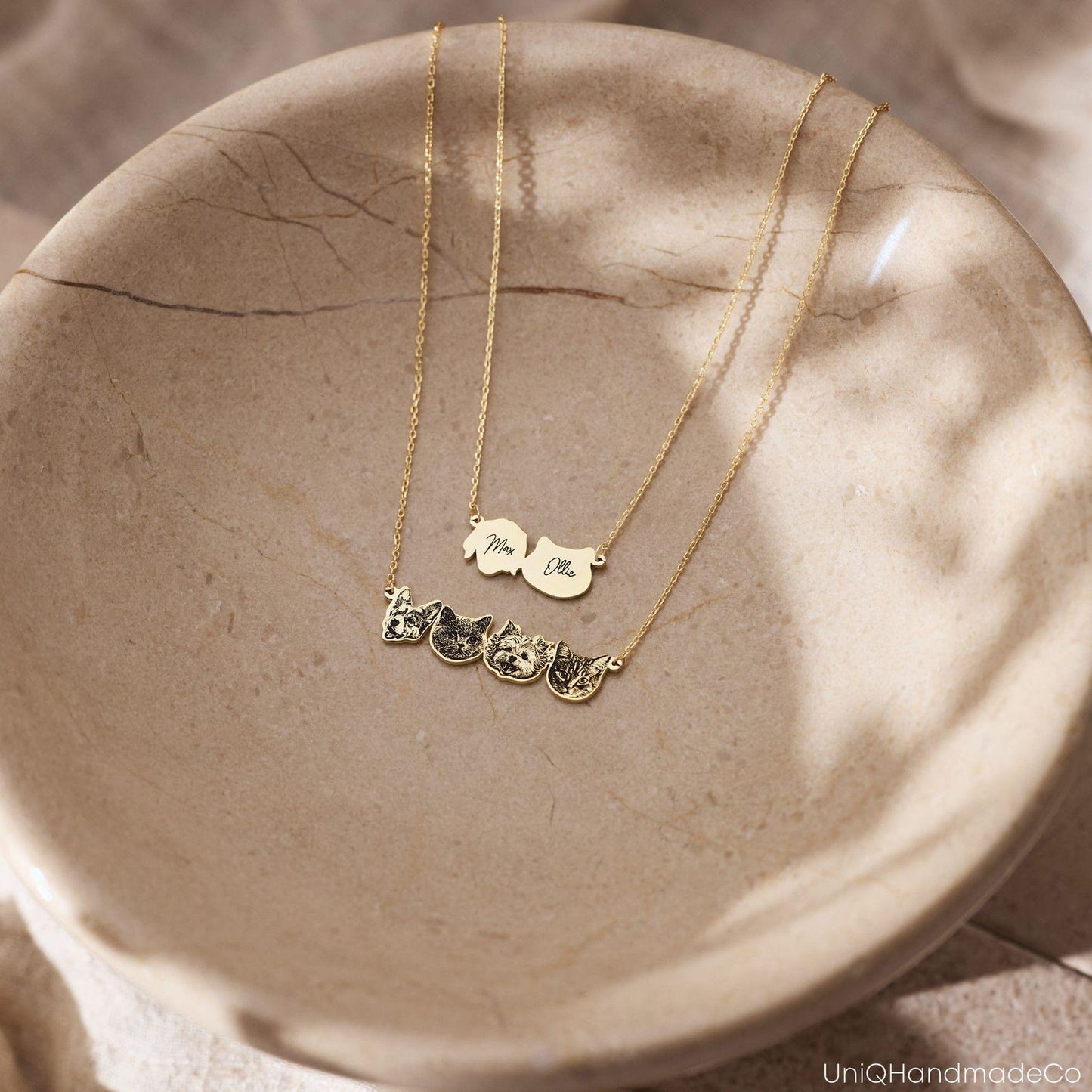 Personalized Pet Portrait Necklace, Custom Pet Name Necklace, Dog Photo Necklace, Dog Cat Memorial Gift, Pet Loss Gift, Mothers Day Gift