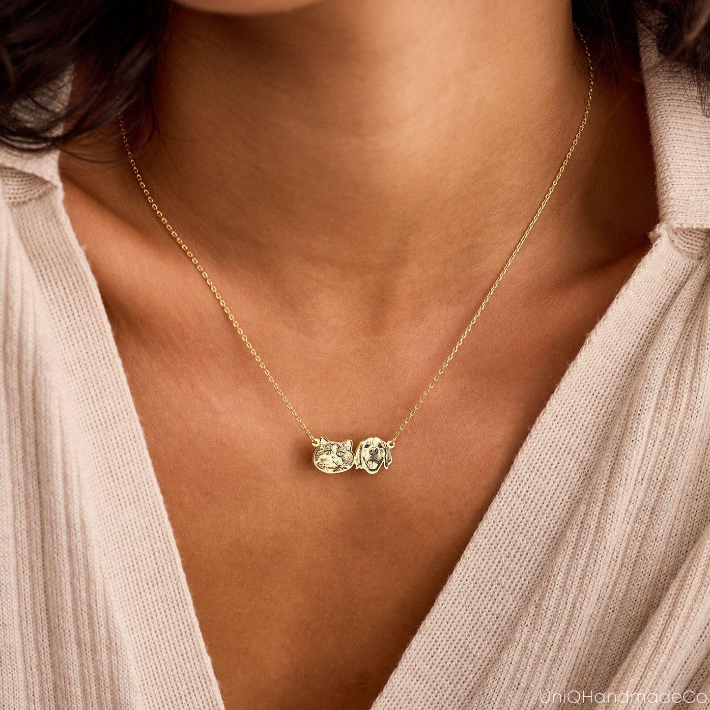 Personalized Pet Portrait Necklace, Custom Pet Name Necklace, Dog Photo Necklace, Dog Cat Memorial Gift, Pet Loss Gift, Mothers Day Gift