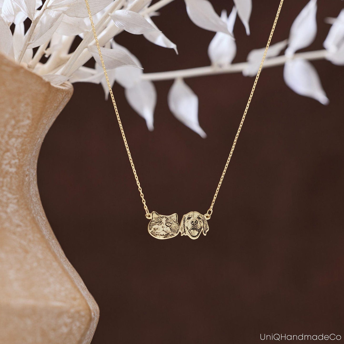 Personalized Pet Portrait Necklace, Custom Pet Name Necklace, Dog Photo Necklace, Dog Cat Memorial Gift, Pet Loss Gift, Mothers Day Gift