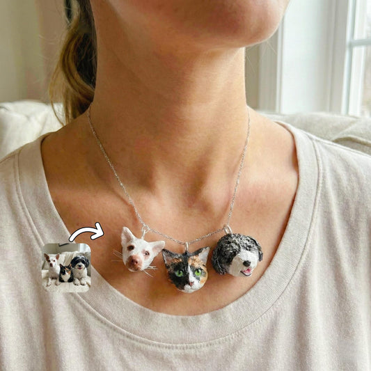 Custom 3D pet sculptures necklace with handmade ceramic pet pendant Pet keepsake Gift