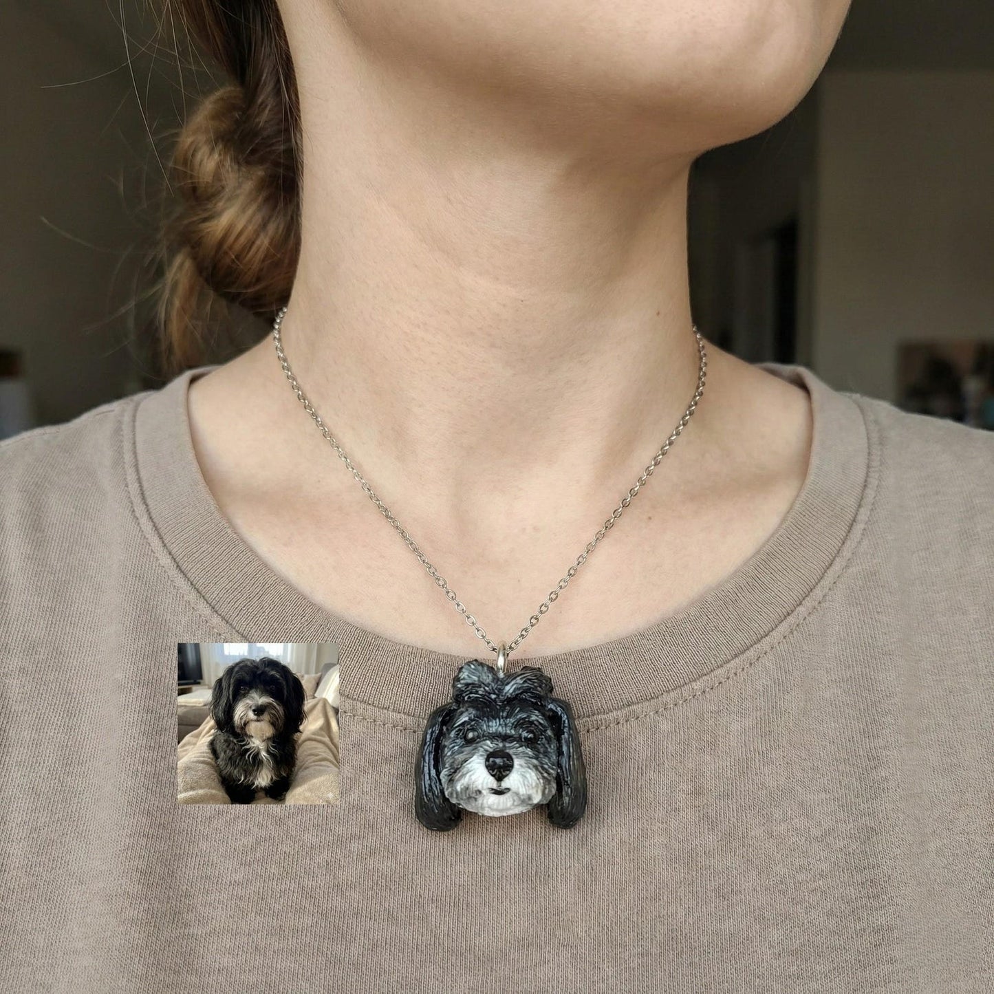 Custom 3D pet sculptures necklace with handmade ceramic pet pendant Pet keepsake Gift