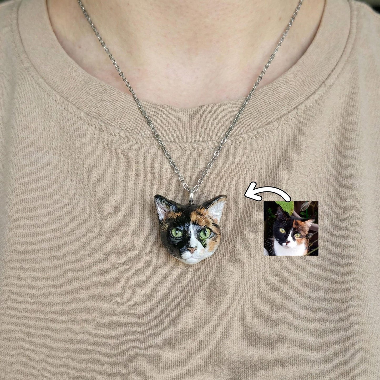 Custom 3D pet sculptures necklace with handmade ceramic pet pendant Pet keepsake Gift