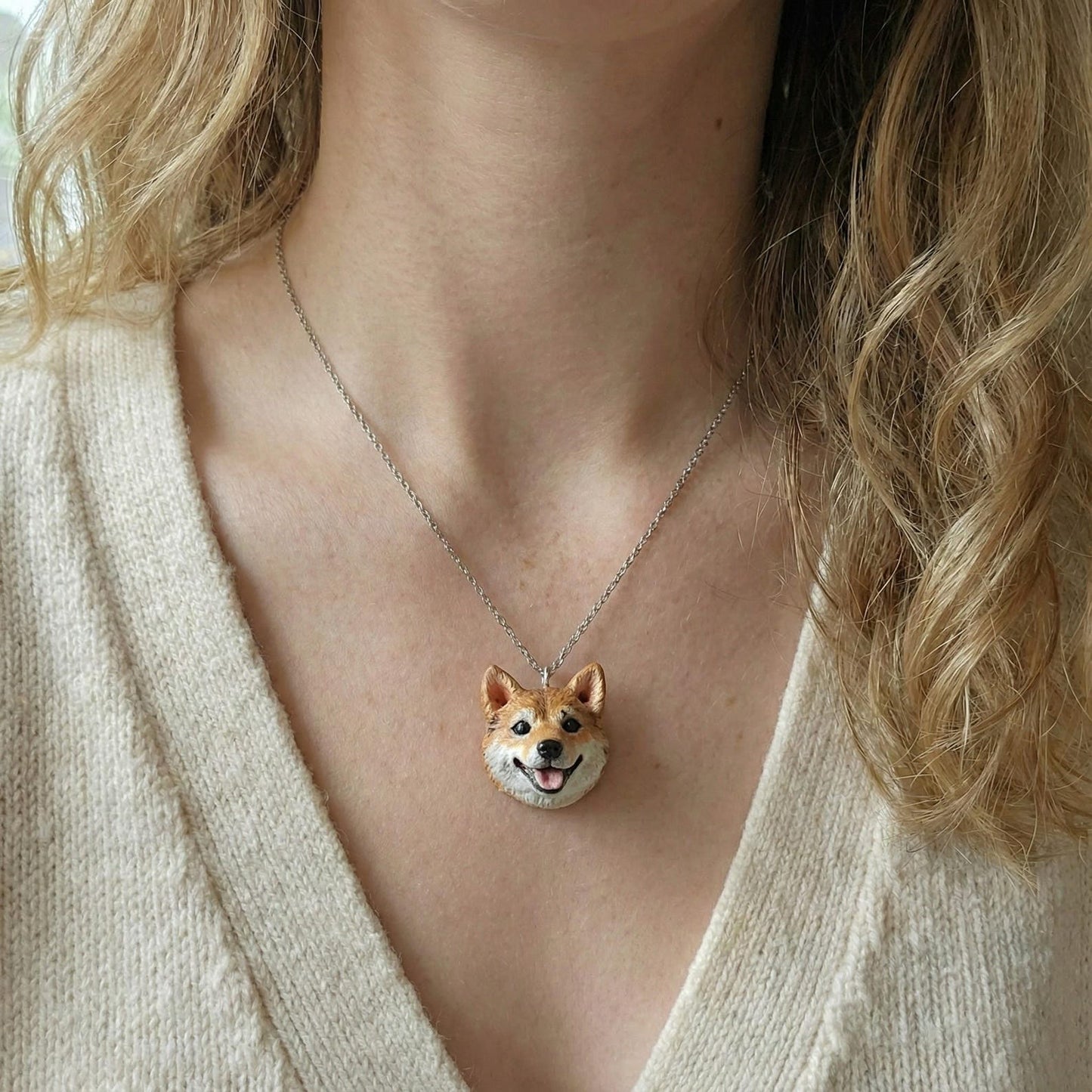 Custom 3D pet sculptures necklace with handmade ceramic pet pendant Pet keepsake Gift