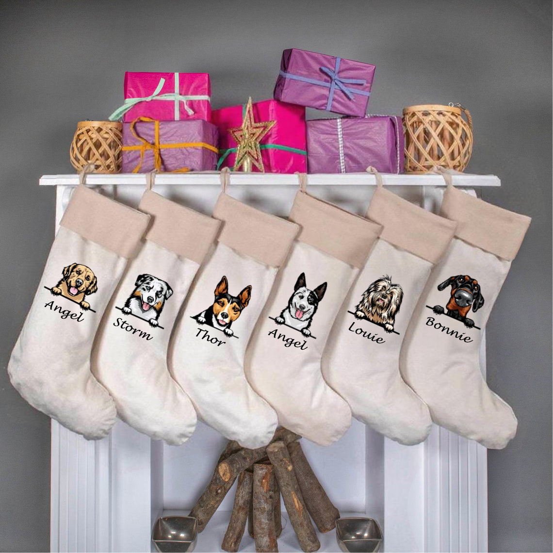 Personalized Embroidered Pet Dog Christmas Stocking with Name Gifts for Dog Owners Christmas Gift for Pet Lovers