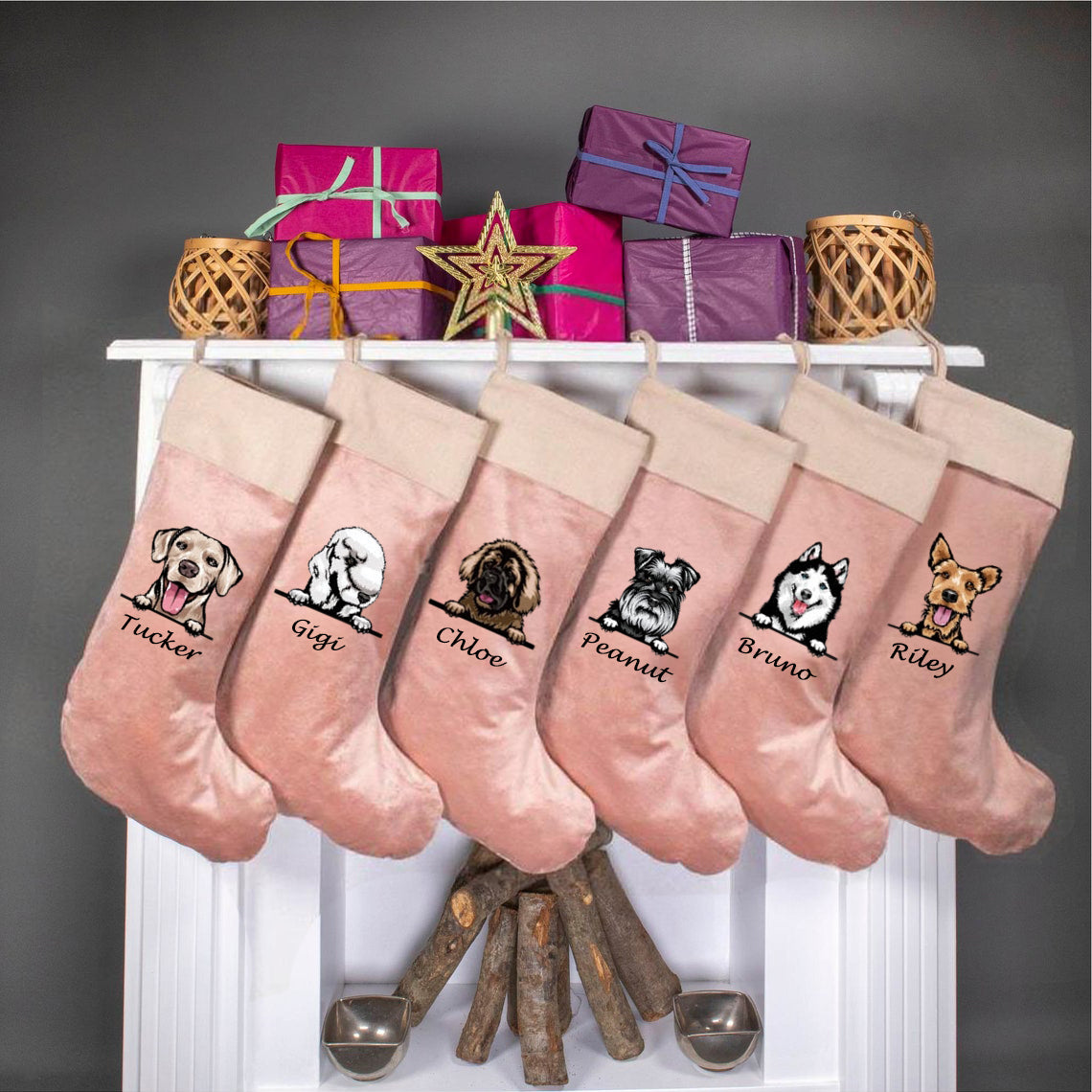 Personalized Embroidered Pet Dog Christmas Stocking with Name Gifts for Dog Owners Christmas Gift for Pet Lovers