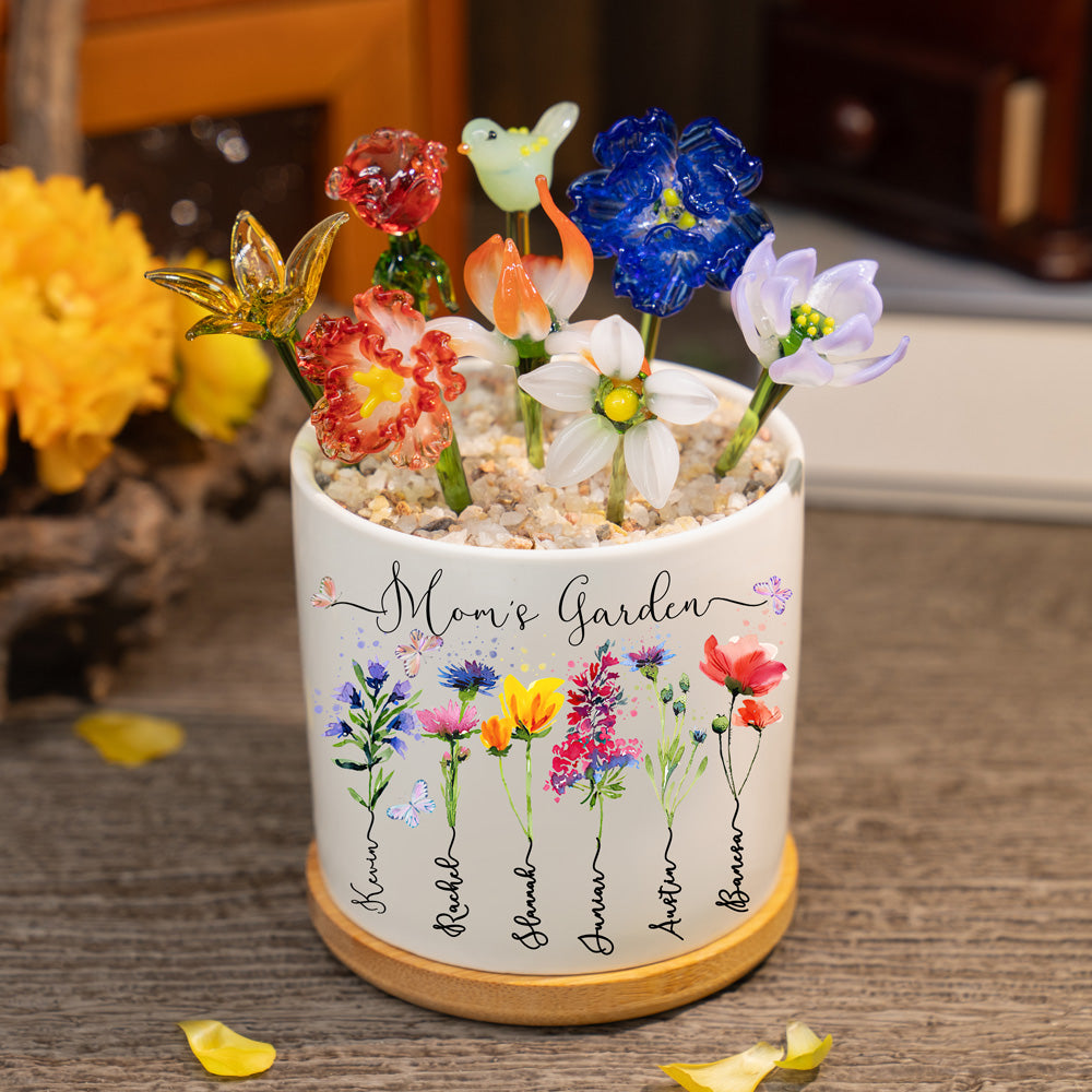 Fleur en verre personnalisée pour le mois de naissance, cadeaux uniques pour maman, grand-mère, fête des mères, idées cadeaux de Noël
