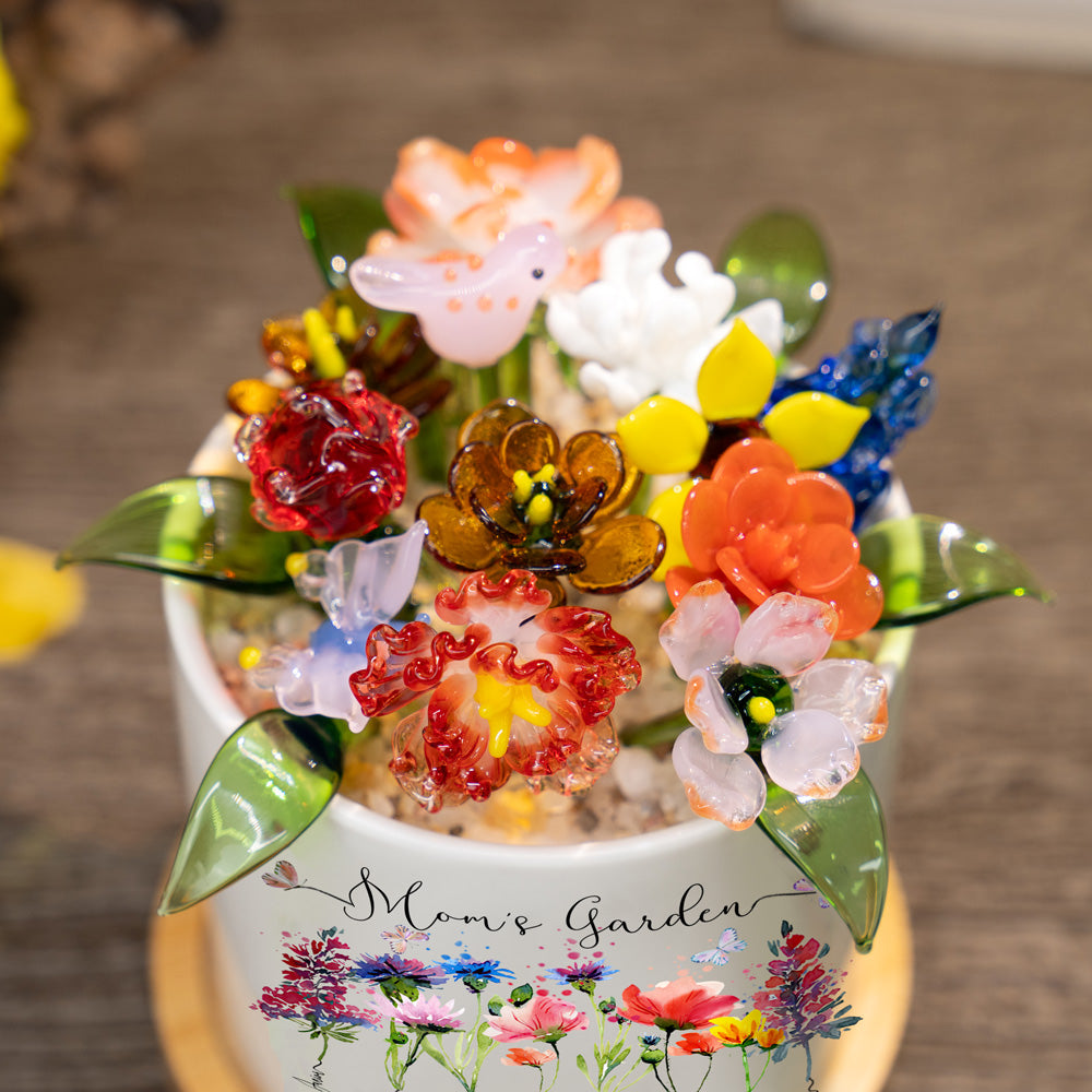 Fleur en verre personnalisée pour le mois de naissance, cadeaux uniques pour maman, grand-mère, fête des mères, idées cadeaux de Noël