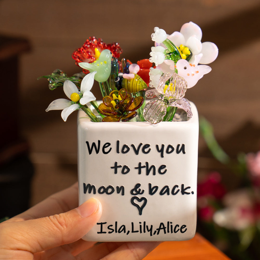 Fleur en verre personnalisée pour le mois de naissance, cadeaux uniques pour maman, grand-mère, fête des mères, idées cadeaux de Noël