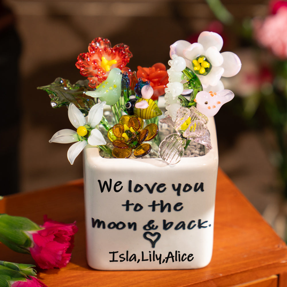 Fleur en verre personnalisée pour le mois de naissance, cadeaux uniques pour maman, grand-mère, fête des mères, idées cadeaux de Noël