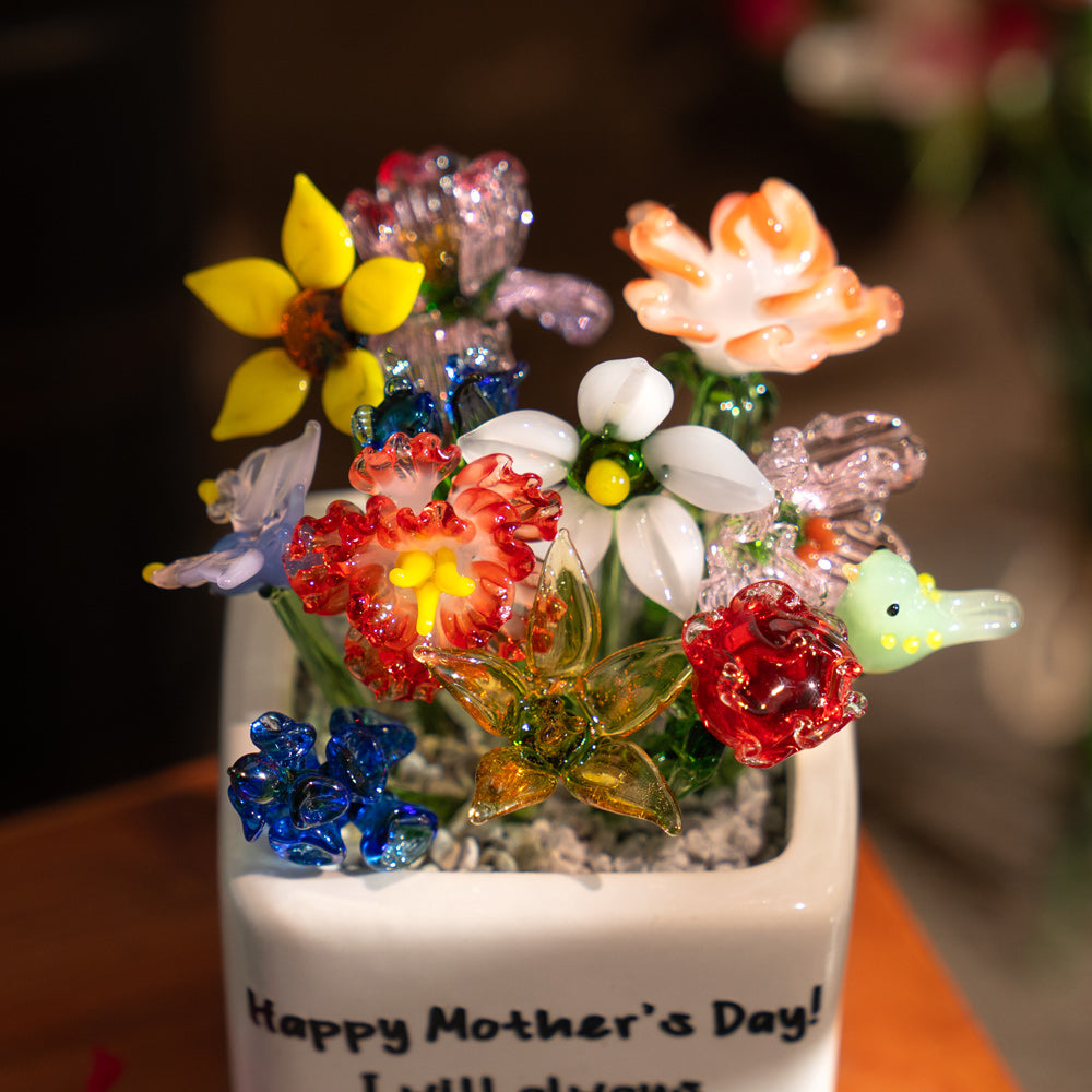 Fleur en verre personnalisée pour le mois de naissance, cadeaux uniques pour maman, grand-mère, fête des mères, idées cadeaux de Noël