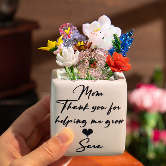 Custom Mini Glass Birth Month Flower with Plant Pot Keepsake Gifts For Mother's Day Gift Ideas