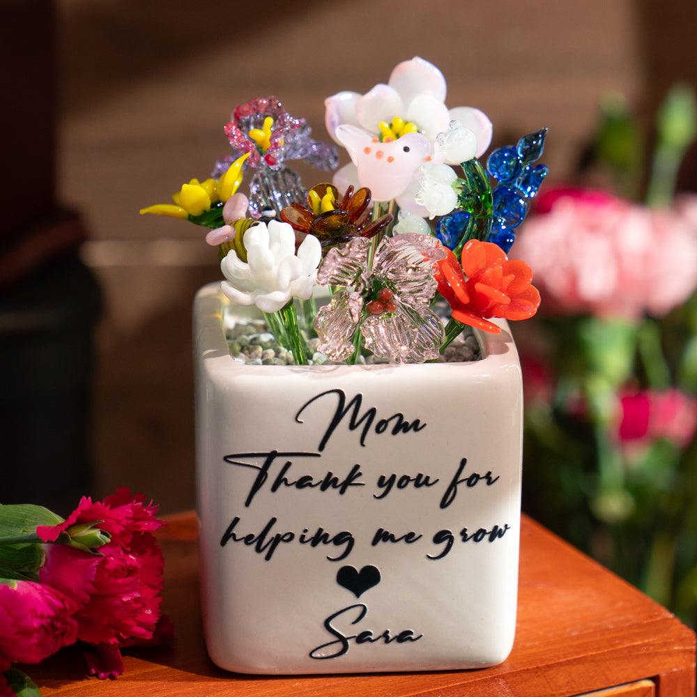 Fleur en verre personnalisée pour le mois de naissance, cadeaux uniques pour maman, grand-mère, fête des mères, idées cadeaux de Noël