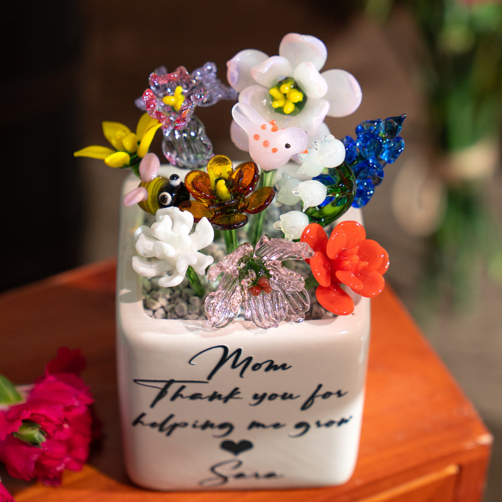 Fleur en verre personnalisée pour le mois de naissance, cadeaux uniques pour maman, grand-mère, fête des mères, idées cadeaux de Noël