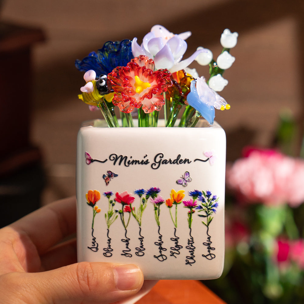 Fleur en verre personnalisée pour le mois de naissance, cadeaux uniques pour maman, grand-mère, fête des mères, idées cadeaux de Noël